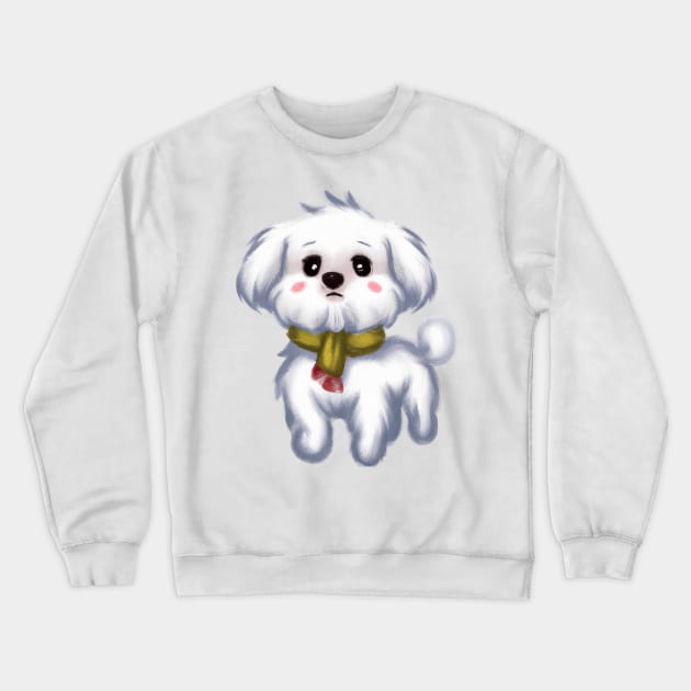 Cute Maltese Dog Drawing Crewneck Sweatshirt by Play Zoo